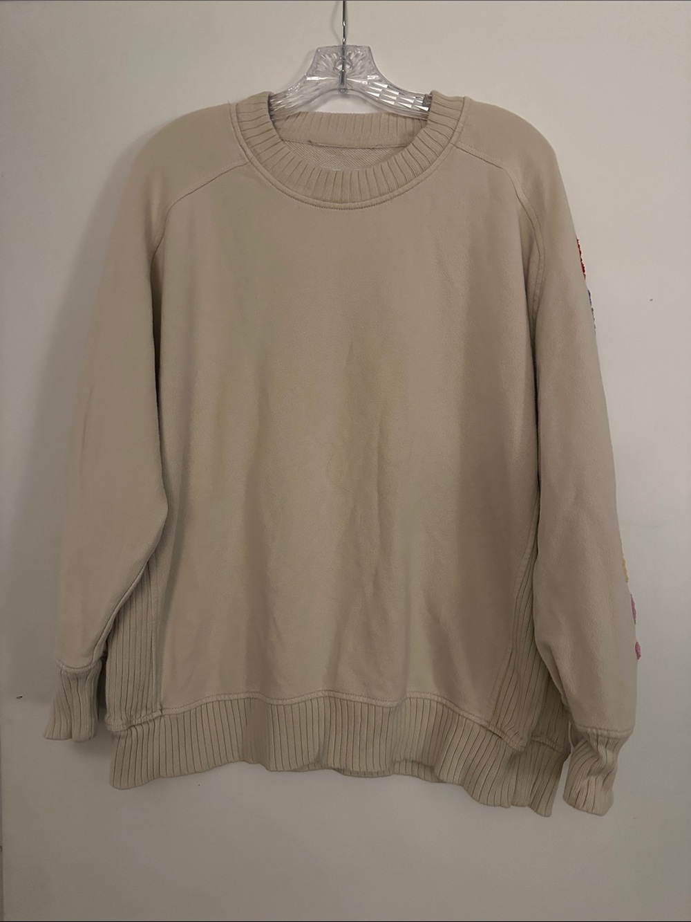 aerie Oversized Crewneck Sweatshirt in Beige
